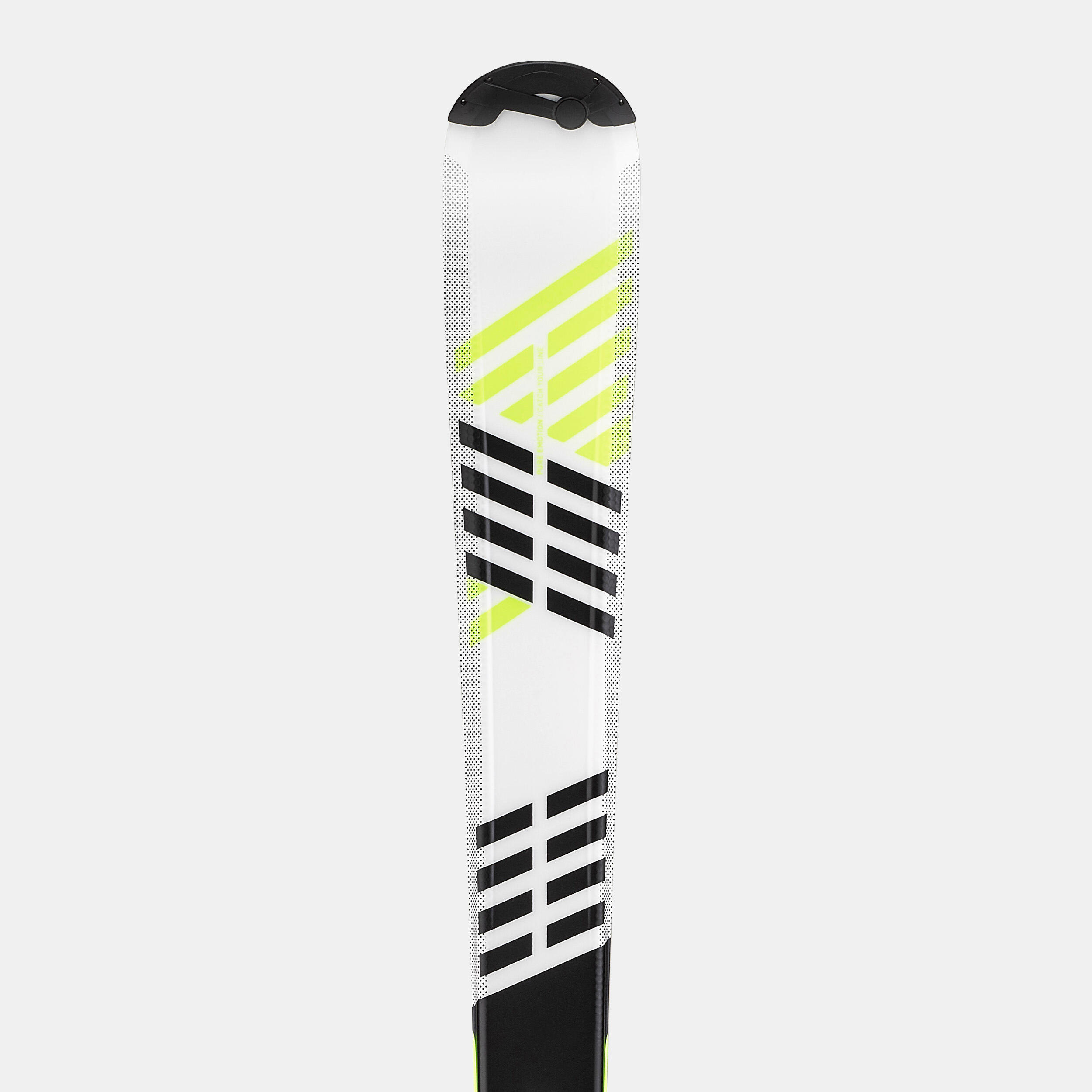 KIDS’S DOWNHILL SKIS WITH BINDING - BOOST 500 - WHITE/YELLOW 9/10