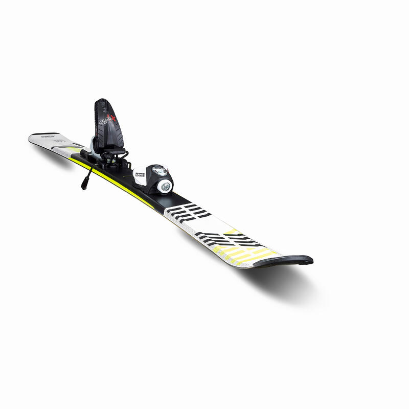兒童下坡滑雪板附固定器－白色／黃色
