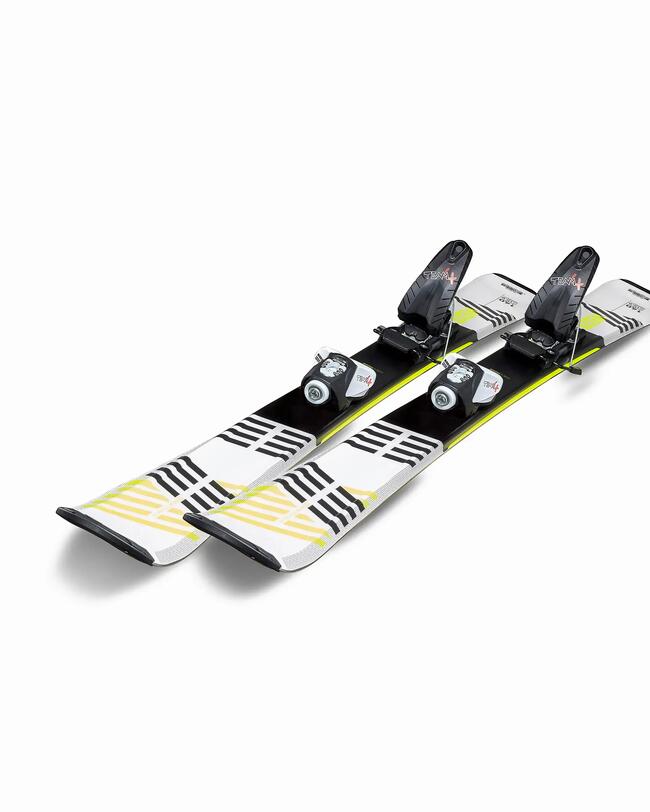 ESQUÍS ALPINOS CON FIJACIONES NIÑOS - BOOST 500 - BLANCO/AMARILLO