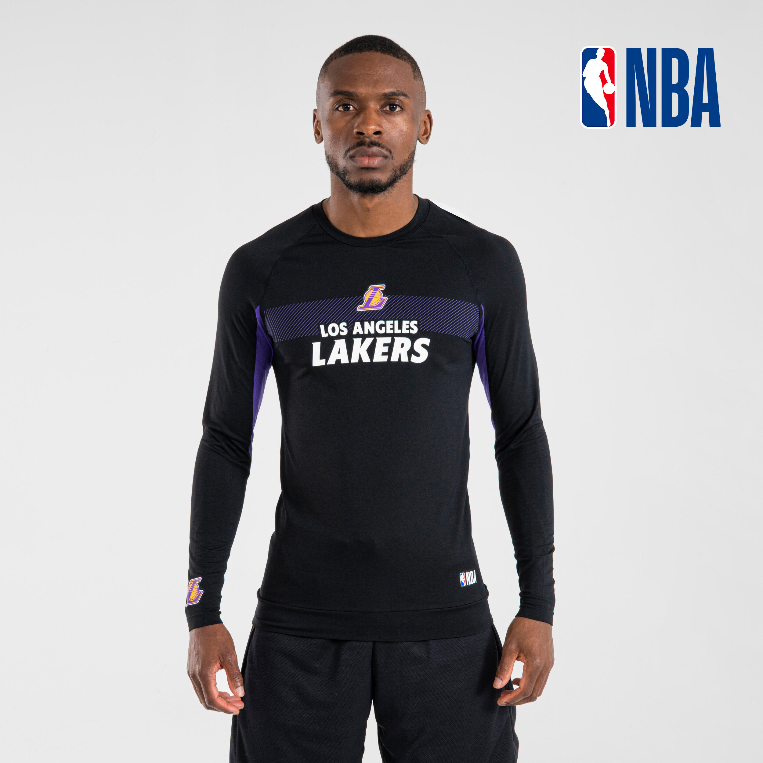 Bluză termică Baschet UT500 NBA LOS ANGELES LAKERS Negru Adulți Adulți