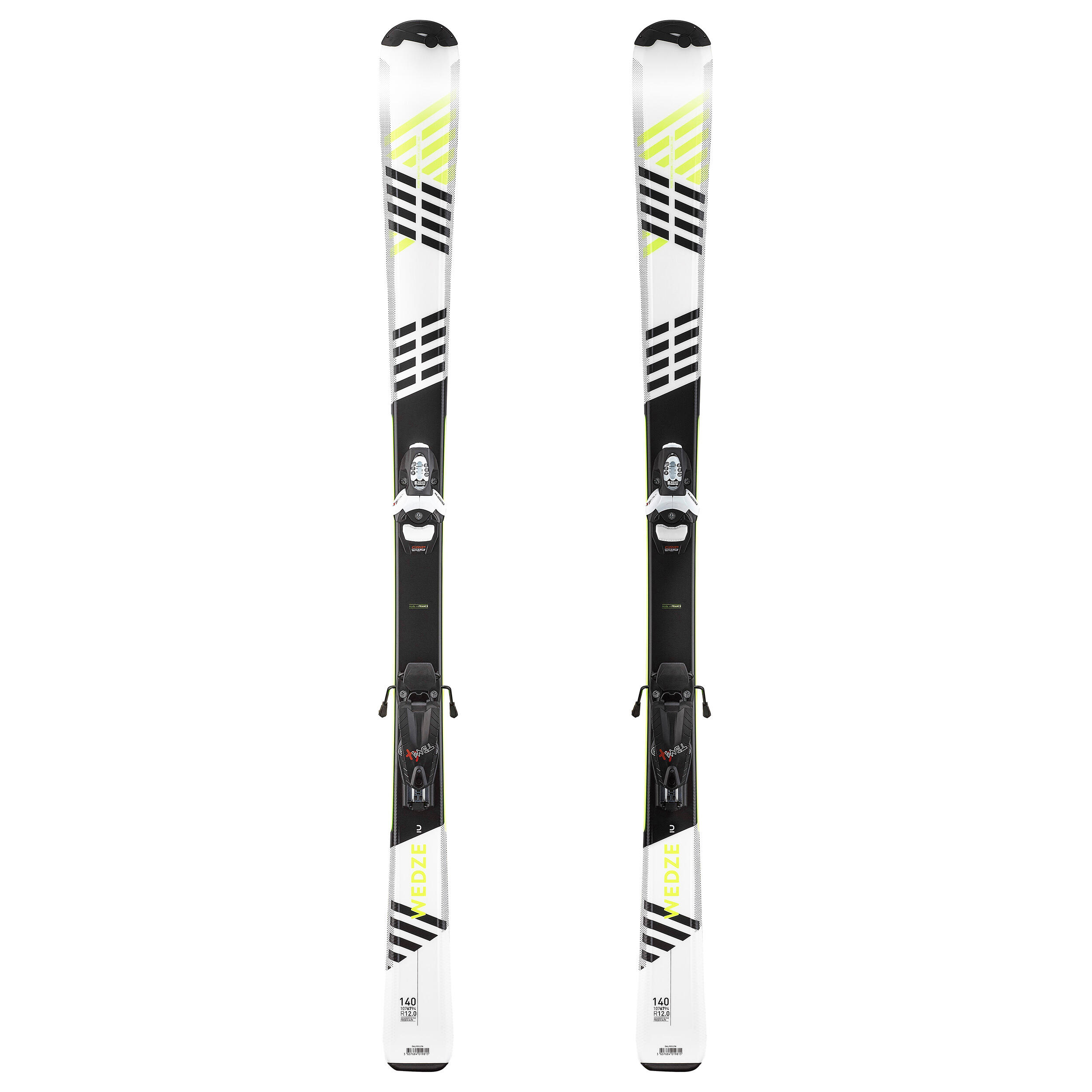 Skis alpins avec fixations enfant – Boost 500 blanc/jaune - WEDZE