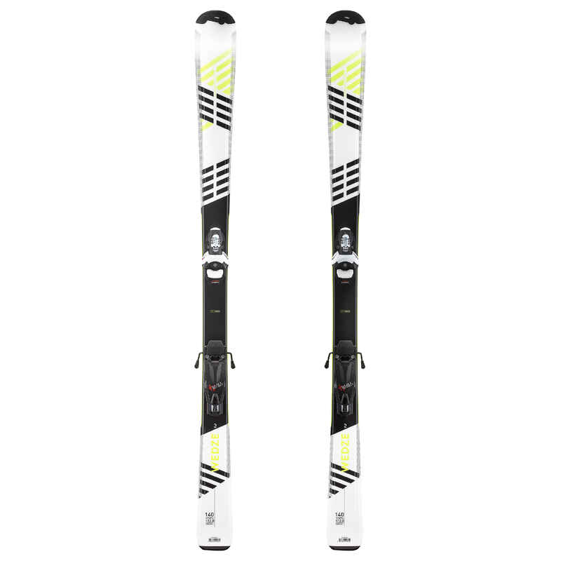 Ski Piste Kinder mit Bindung - Boost 500 weiss/gelb 