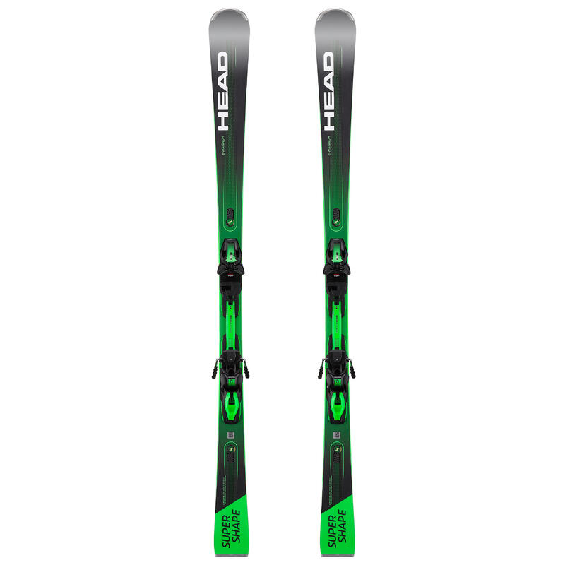 Ski Herren mit Bindung Piste - Supershape E-Magnum Head schwarz/grün