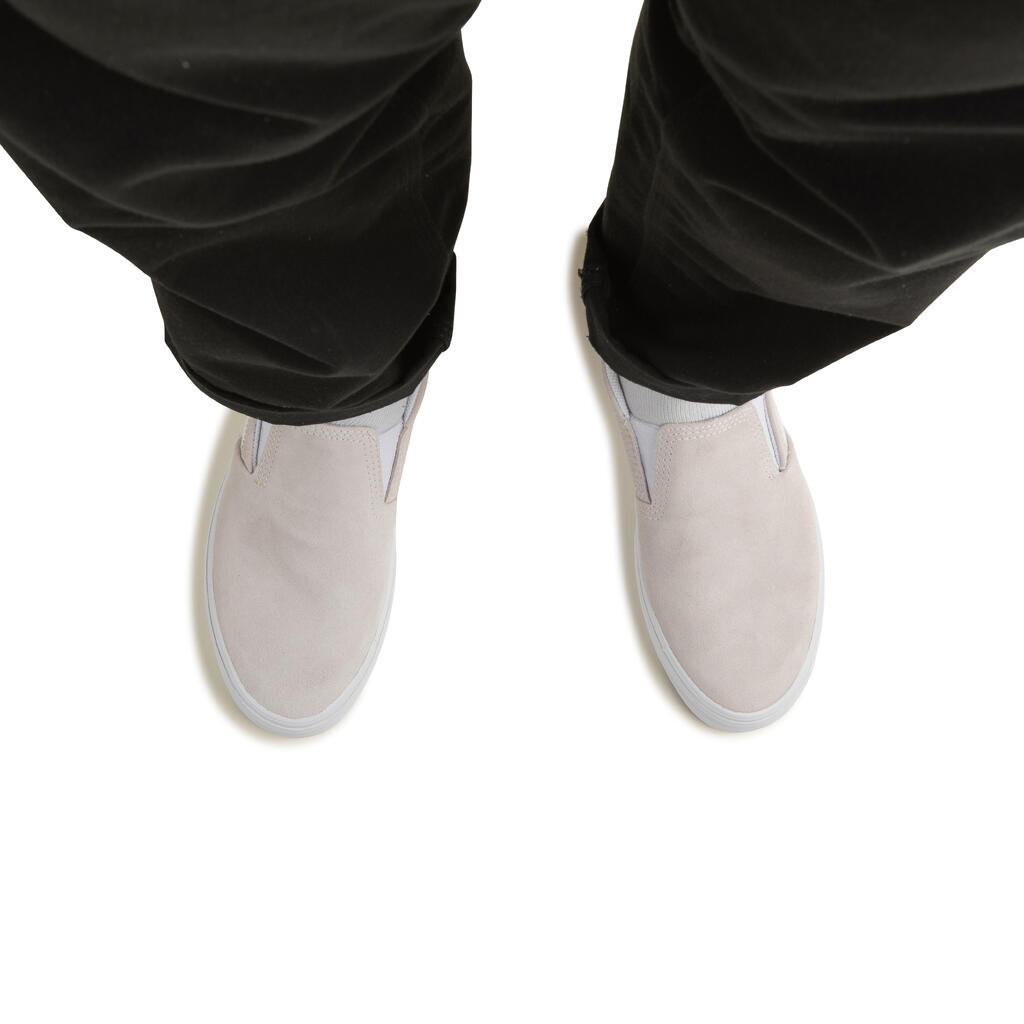 Nízka skateboardová obuv Vulca 500 Slip-On bez šnúrok biela