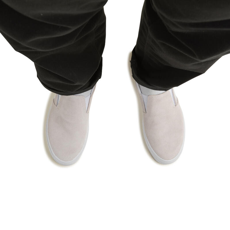Calçado de Skate Cano Baixo Sem Atacadores Adulto VULCA 500 Slip-On Branco