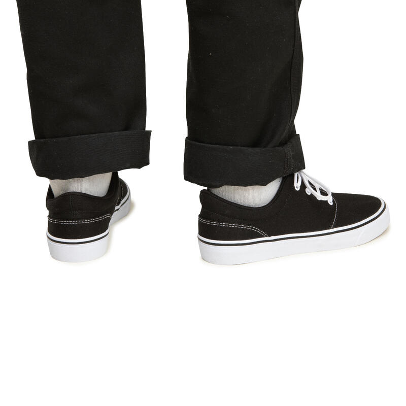 Chaussures basses skateboard-longboard adulte VULCA 100 Noir Blanc