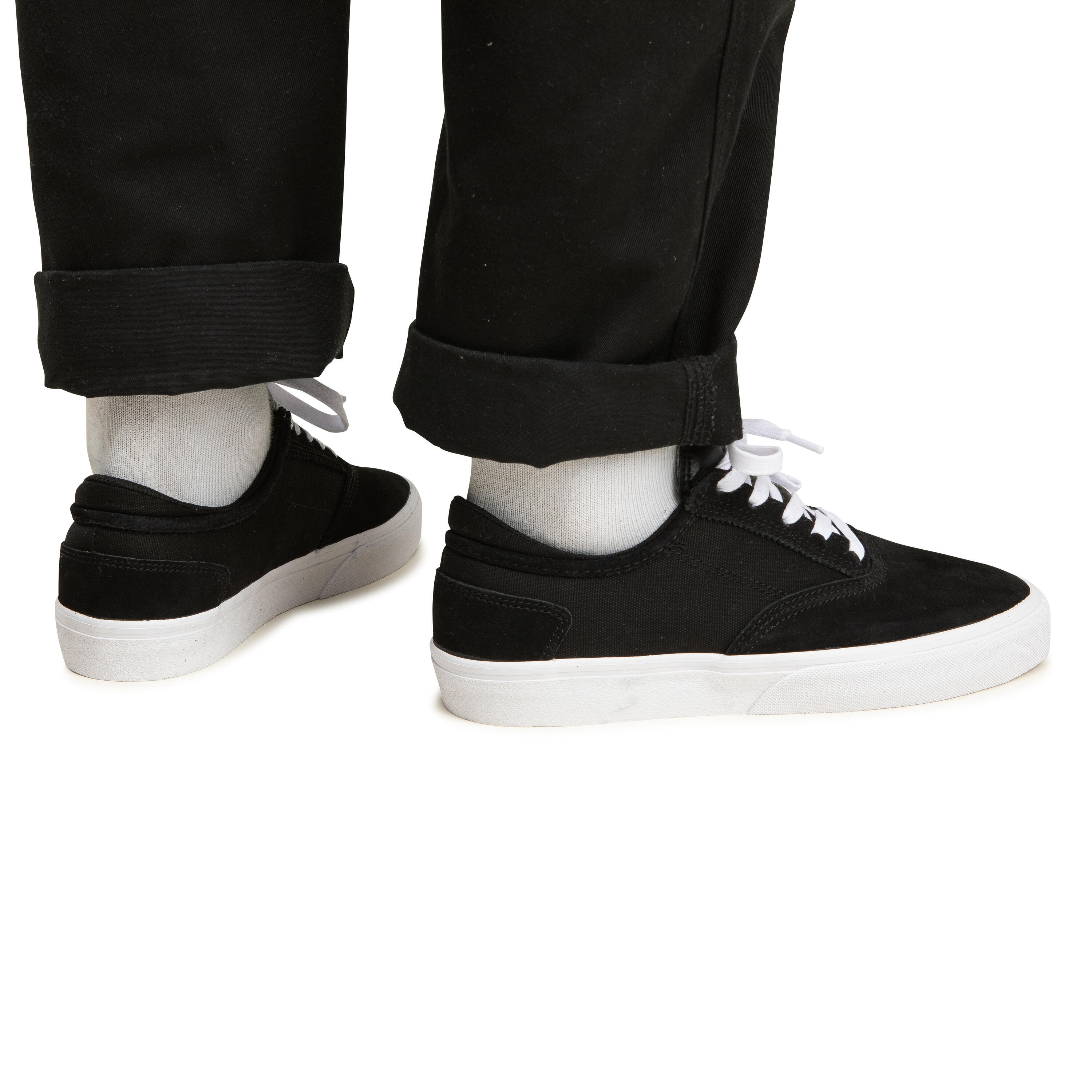Chaussures vulcanisées de skateboard adulte VULCA 500 II noire / blanche. 4/25