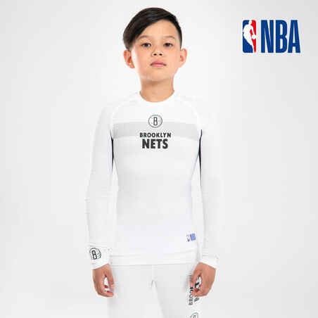 Detské spodné tričko NBA Nets s dlhým rukávom biele