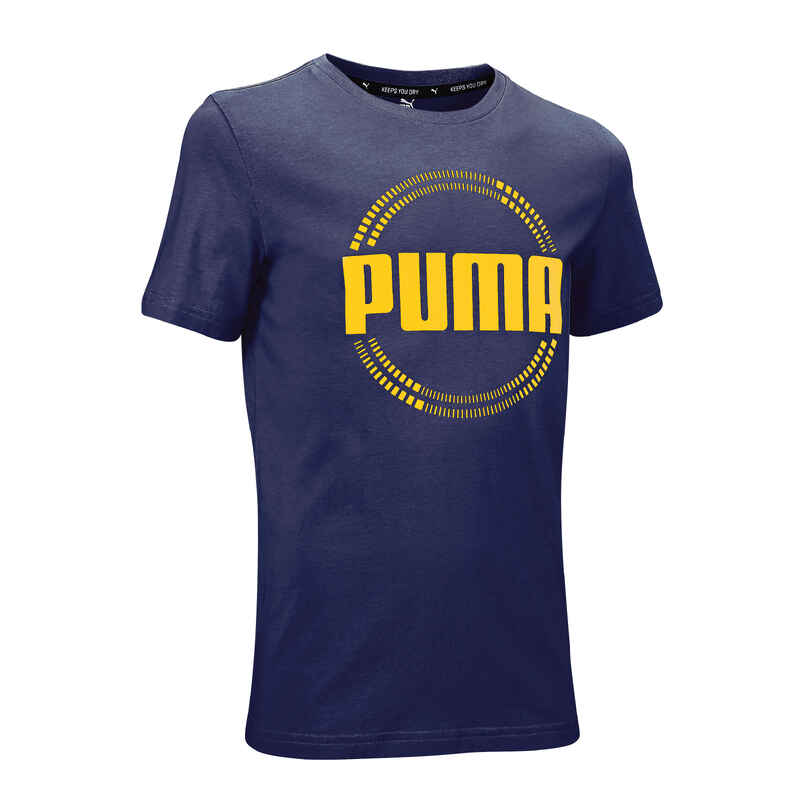 Puma T-Shirt Kinder Baumwolle - marineblau/gelb Media 1