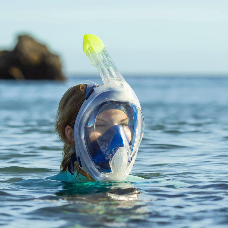 Snorkelmasker met geluidsventiel voor volwassenen Easybreath 540 freetalk blauw