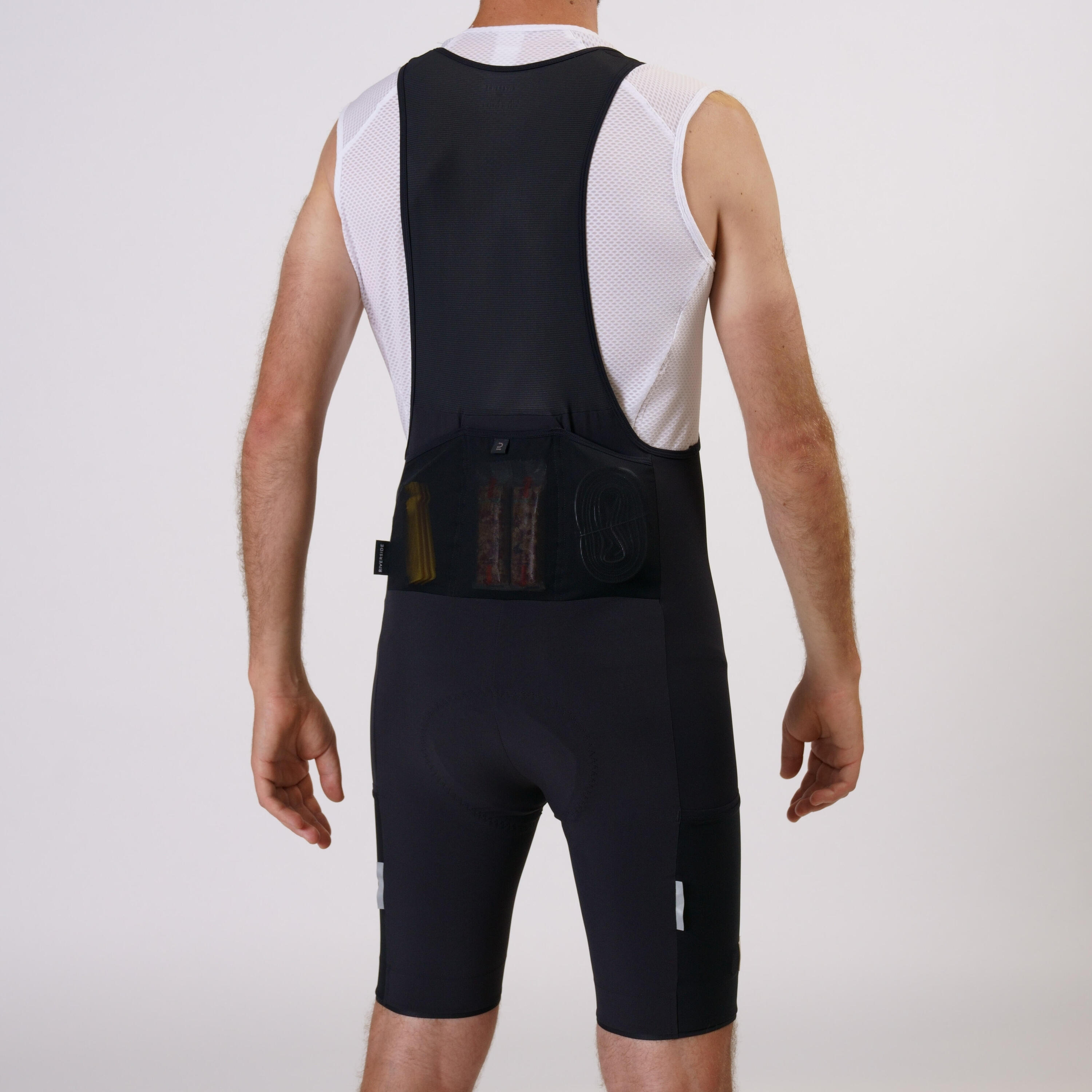 Cuissard à bretelles vélo Gravel 500 Cargo noir 5/6