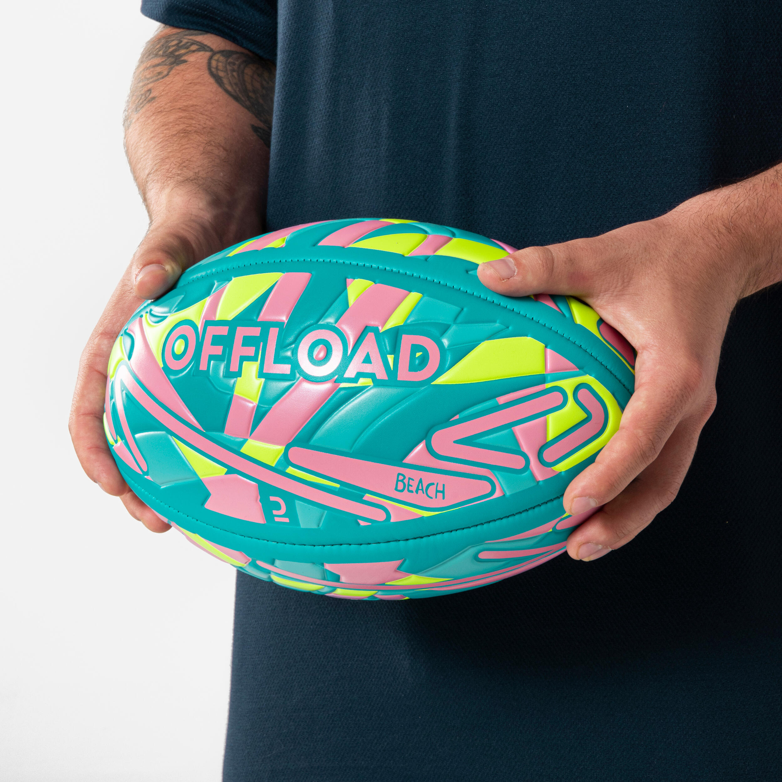 Beach Rugby Ball R100 City Size 4 - Blue/Yellow/Fuchsia 5/5