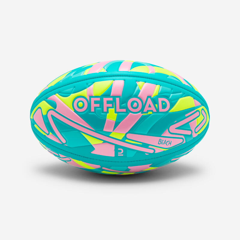 Balón de playa rugby talla 4 - R100 City azul amarillo fucsia