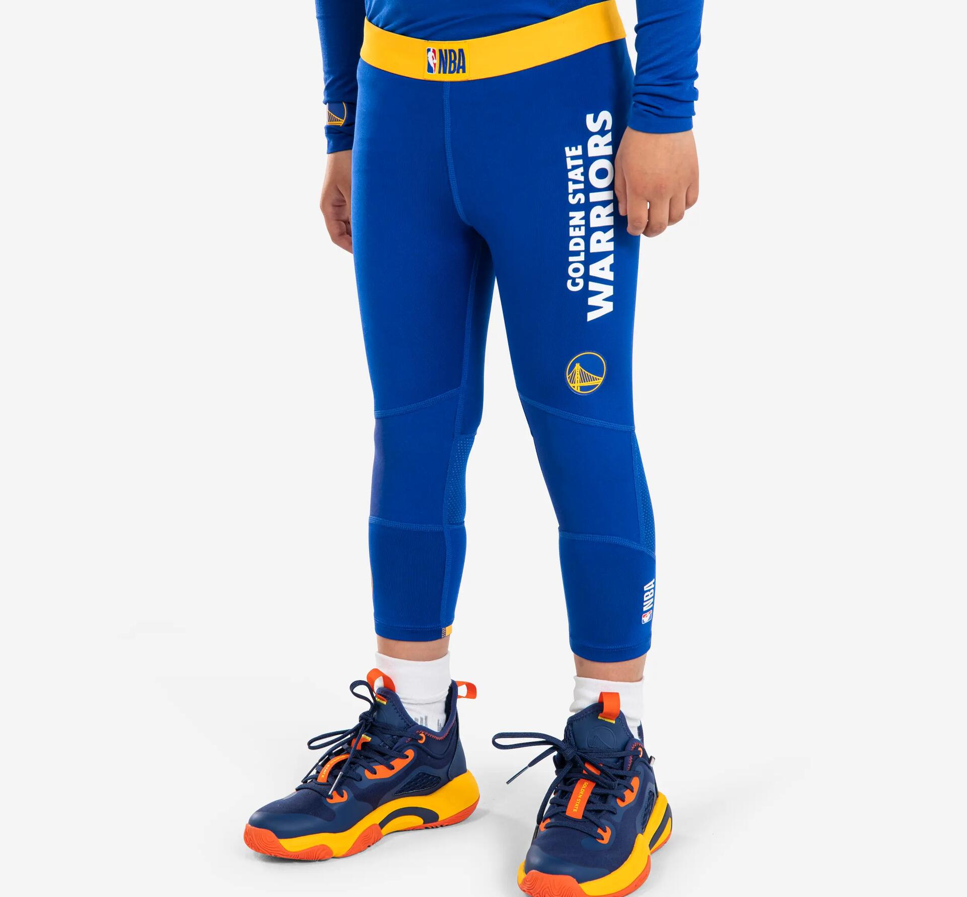 Legging basketball 3/4 NBA Golden State Warriors Enfant - 500 Bleu