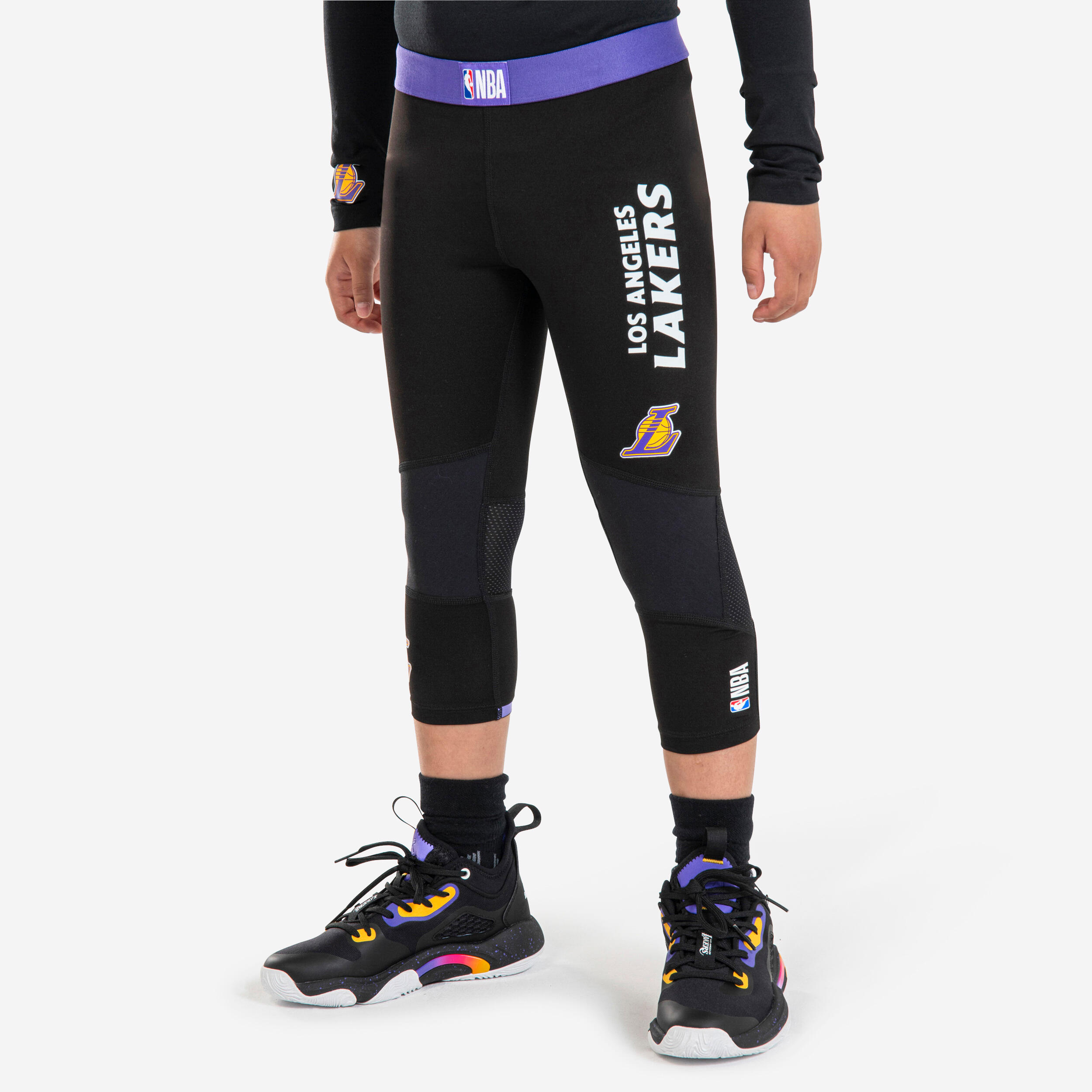 Pantaloni da basket NBA a 3/4 per bambini dei Los Angeles Lakers - 500 nero