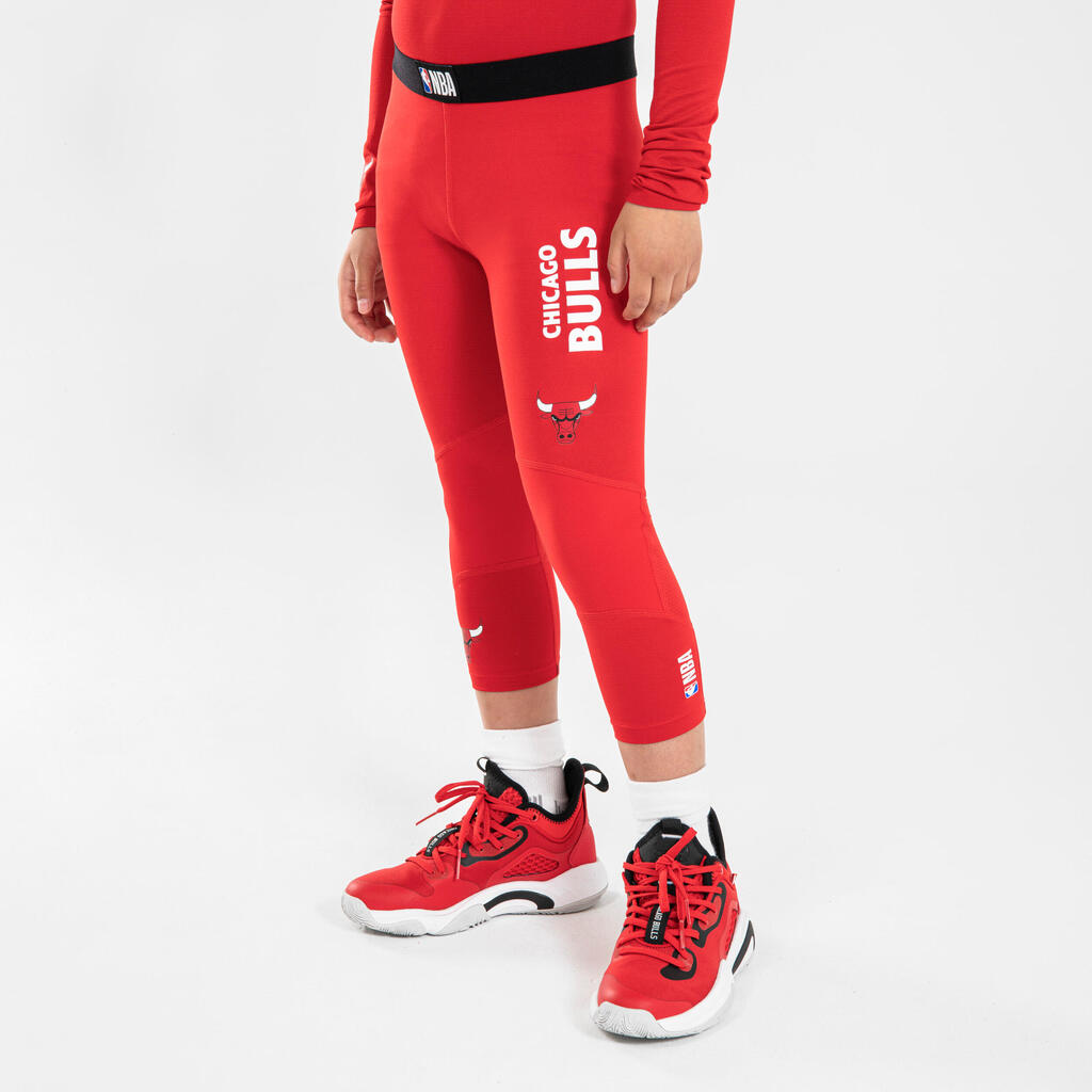 Kids' 3/4 Basketball Leggings 500 - NBA Chicago Bulls/Red