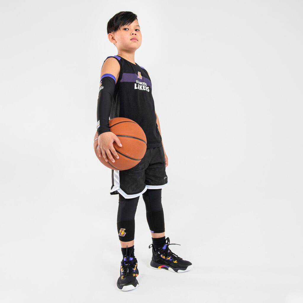 Detské 3/4 legíny na basketbal NBA Los Angeles Lakers 500 čierne