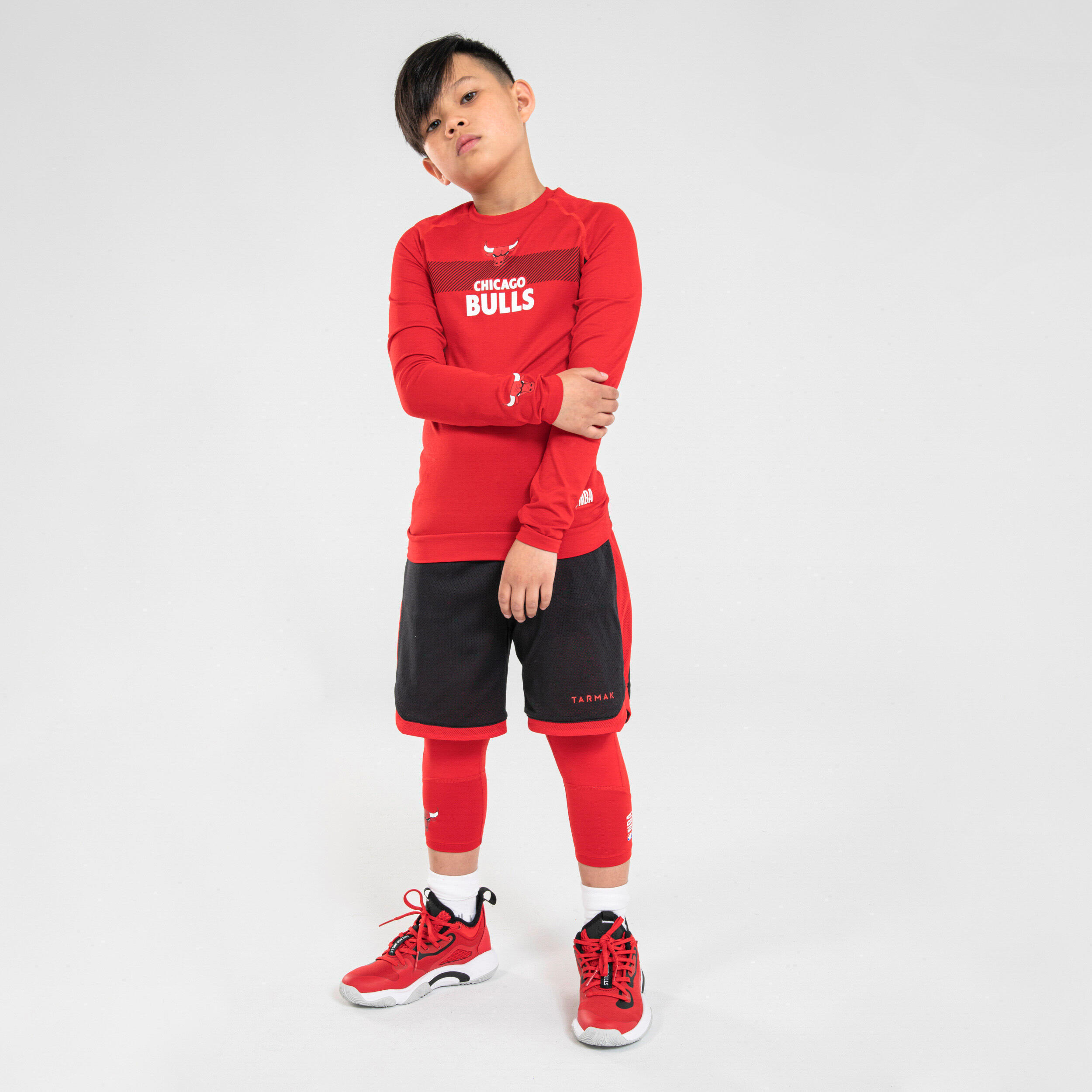 Kids' 3/4 Basketball Leggings 500 - NBA Chicago Bulls/Red 4/8