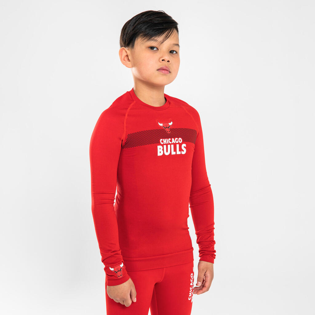 Bērnu basketbola pamatslāņa apakškrekls “UT500” NBA “Chicago Bulls”, sarkans