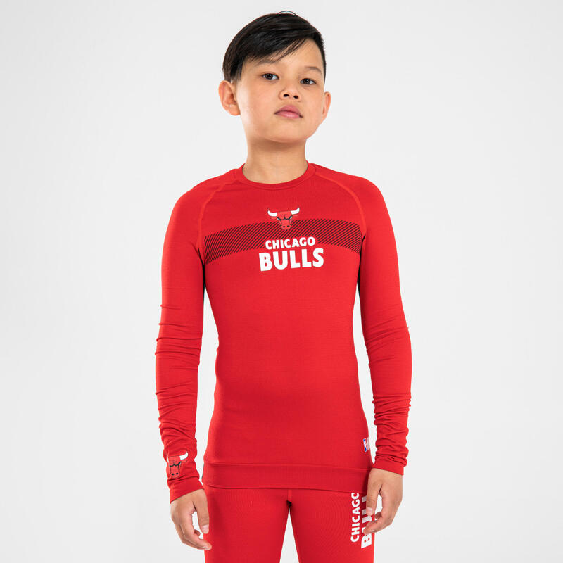 Bluză termică Baschet UT500 NBA Chicago Bulls Roșu Copii