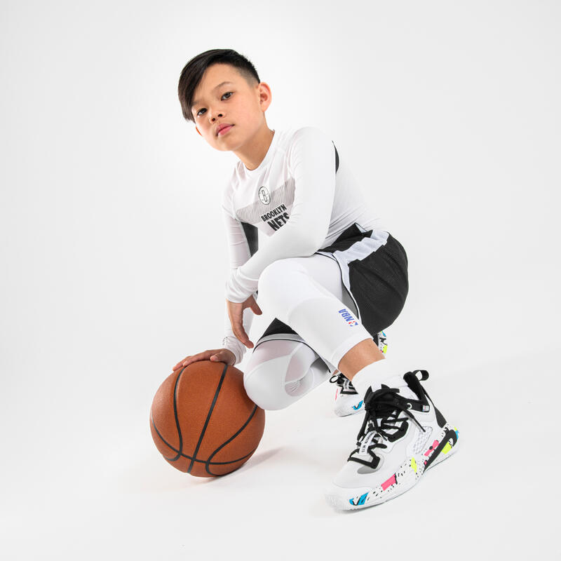 Kids' 3/4 Basketball Leggings 500 - NBA Brooklyn Nets/White
