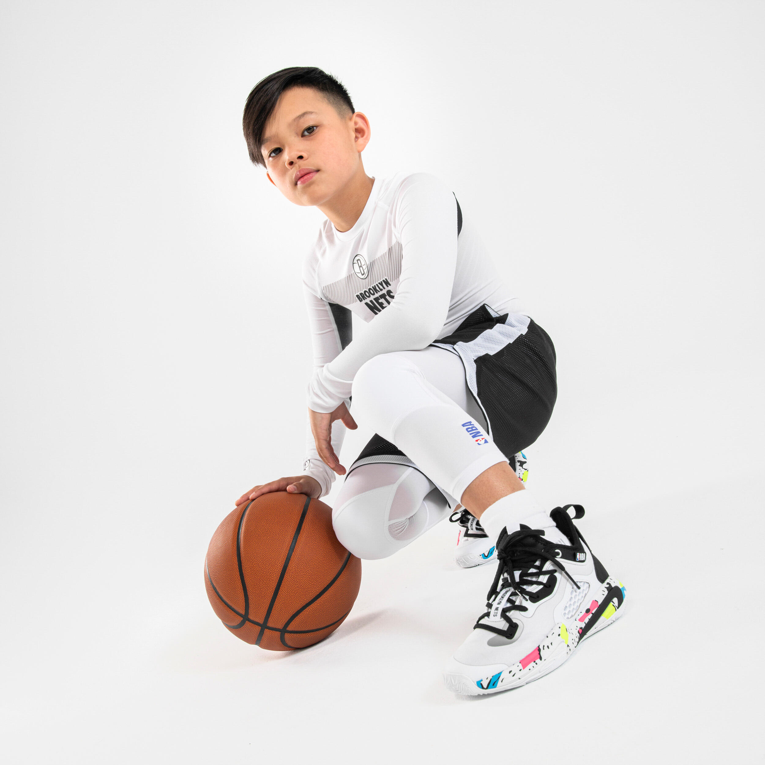 Legging basketball 3 4 NBA Brooklyn Nets Enfant 500 TARMAK