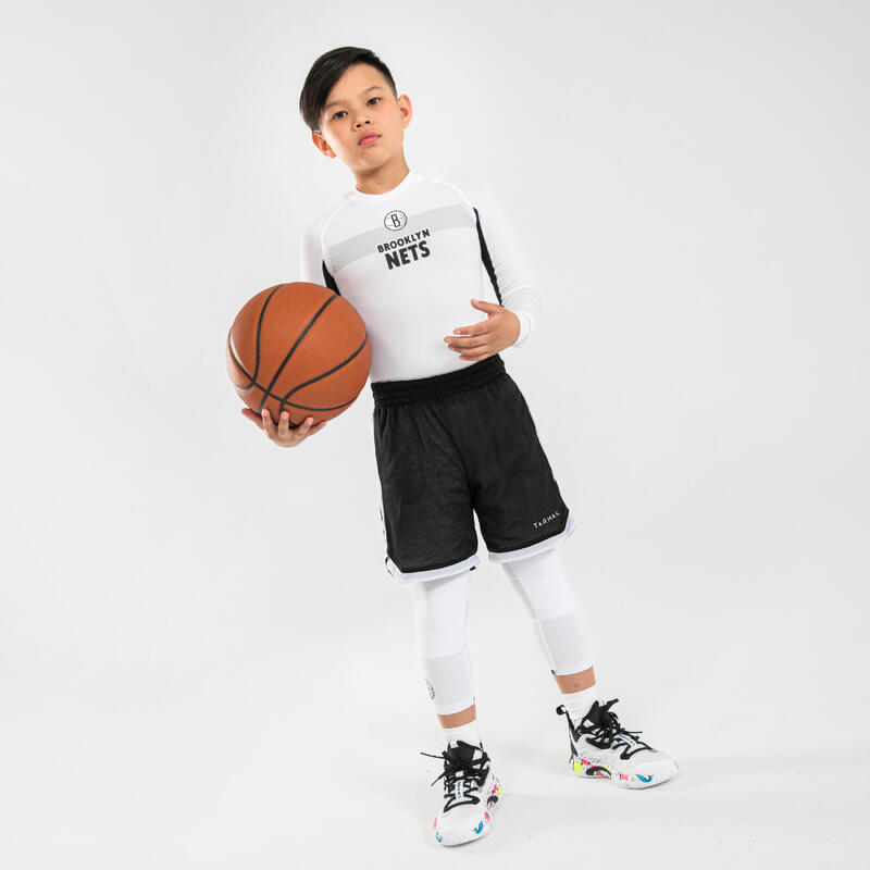 Bluză termică Baschet UT500 NBA Brooklyn Nets Alb Copii