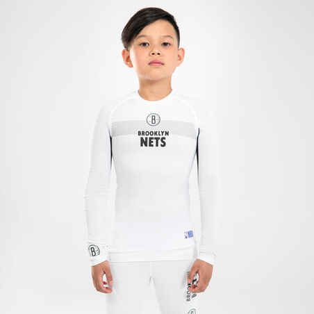  Otroška košarkarska osnovna majica UT500 - NBA Brooklyn Nets/bela