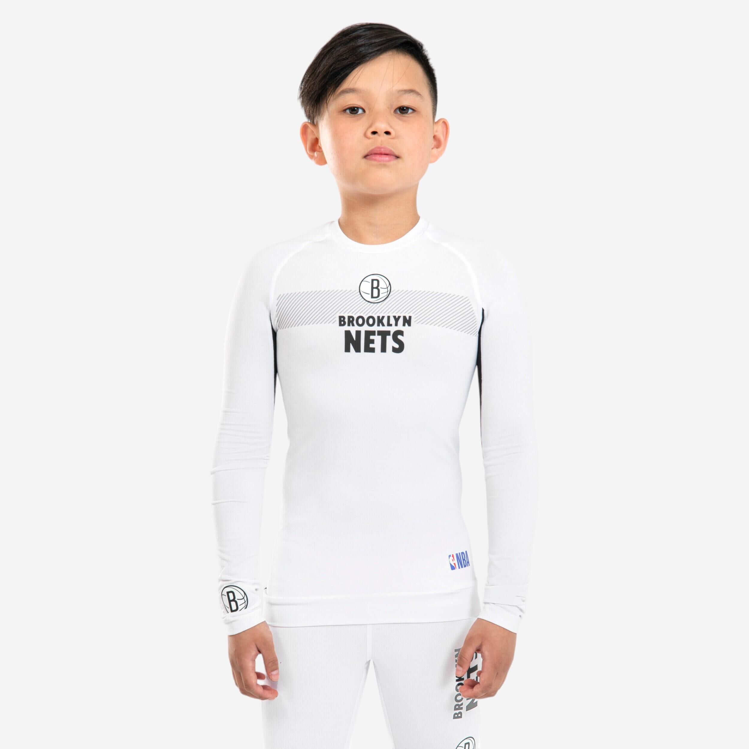 TARMAK Kids' Basketball Base Layer Jersey UT500 - NBA Brooklyn Nets/White