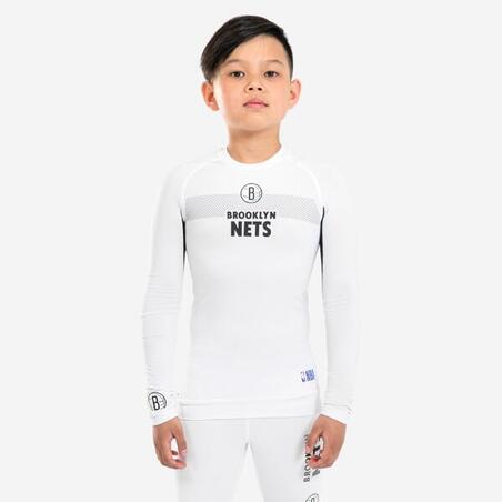 Undertröja basket NBA Brooklyn Nets UT500 junior vit 