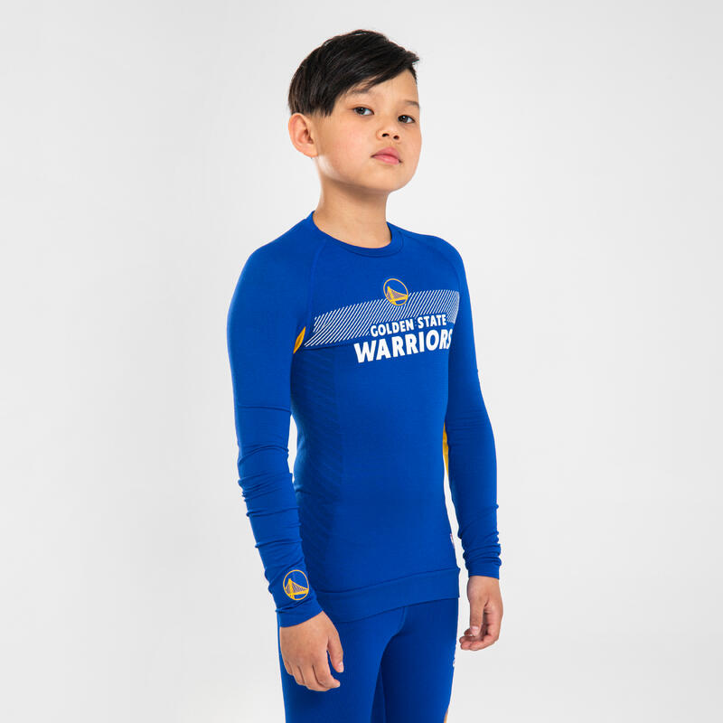 Bluză termică Baschet UT500 NBA Golden State Warriors Albastru Copii