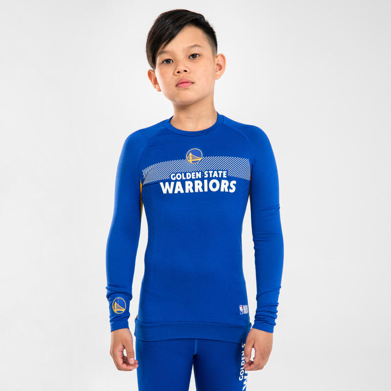 NBA Golden State Warriors Çocuk Uzun Kollu Basketbol İçliği - Mavi - UT500