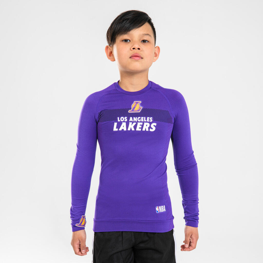 PODMAJICA ZA KOŠARKU UT500 DEČJA - NBA LOS ANĐELES LEJKERSI/LJUBIČASTA