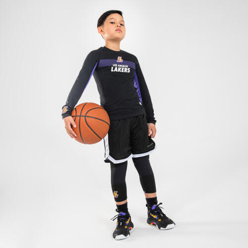 Legging basketball 3/4 NBA Los Angeles Lakers Enfant - 500 Noir
