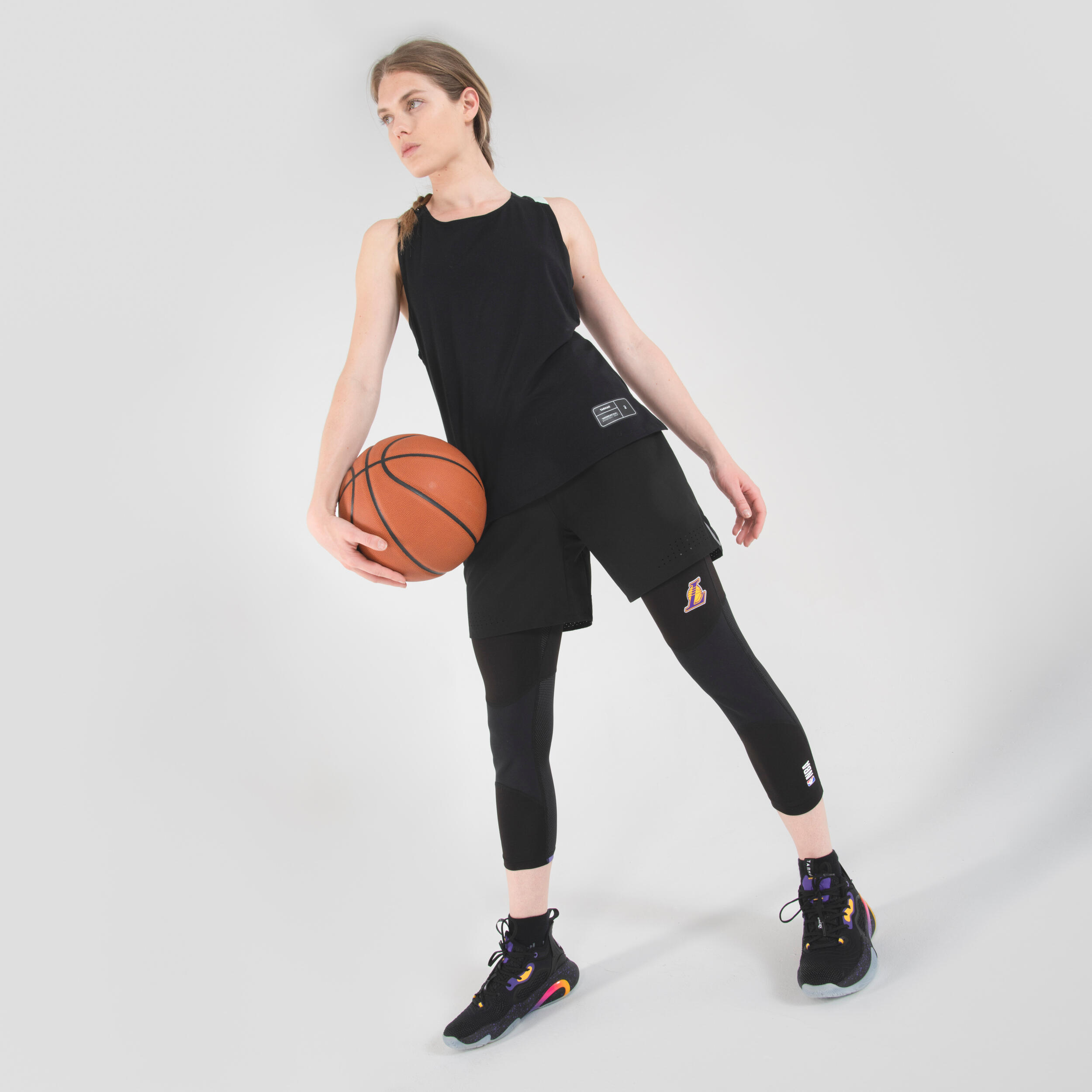 Women's Sleeveless Basketball Jersey T500 - Black 7/7