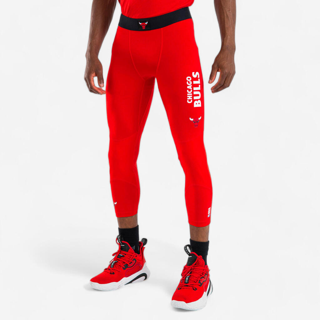 Licra de baloncesto NBA corte 3/4 para adulto Tarmak Chicago Bulls L500 rojo