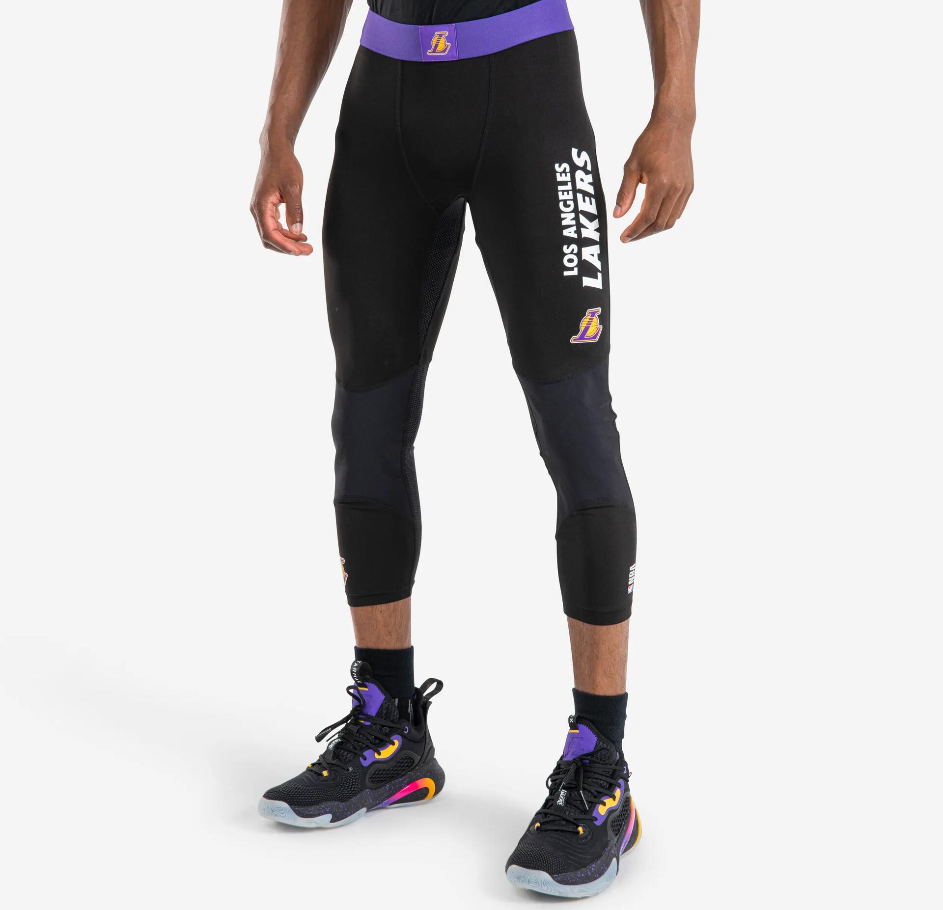 Legging basketball 3/4 NBA Los Angeles Lakers homme/femme - 500 Noir