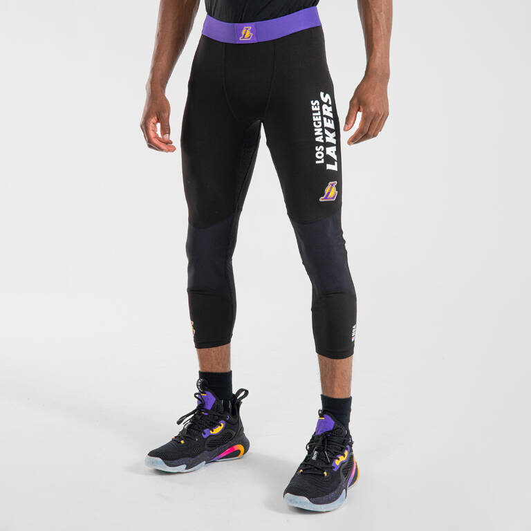 Legging Basket 3/4 Pria/Wanita 500 - NBA Los Angeles Lakers/Hitam