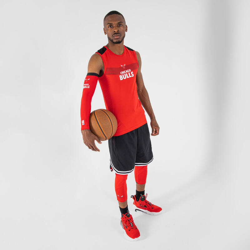 男款籃球底層七分緊身褲NBA - 紅色/芝加哥公牛隊