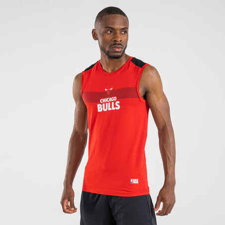 Suaugusiųjų berankoviai apatiniai krepšinio marškinėliai „UT500“, NBA, Čikagos „Bulls“, raudoni