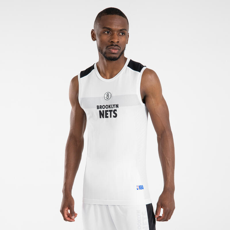 Camisola Térmica de Basquetebol Sem Mangas Adulto NBA Brooklyn Nets UT500 Branco