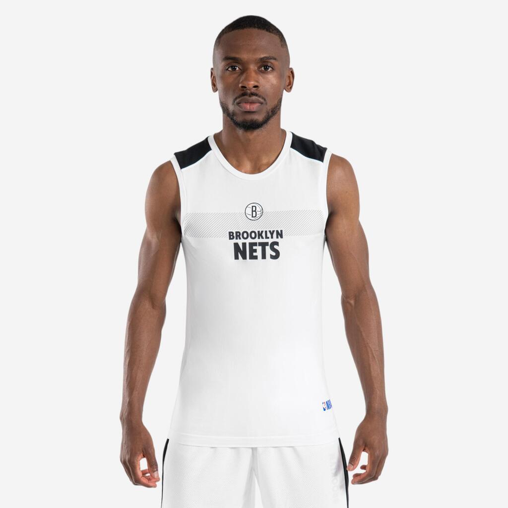 Αμάνικη φανέλα μπάσκετ ενηλίκων ut500 - nba brooklyn nets/λευκό