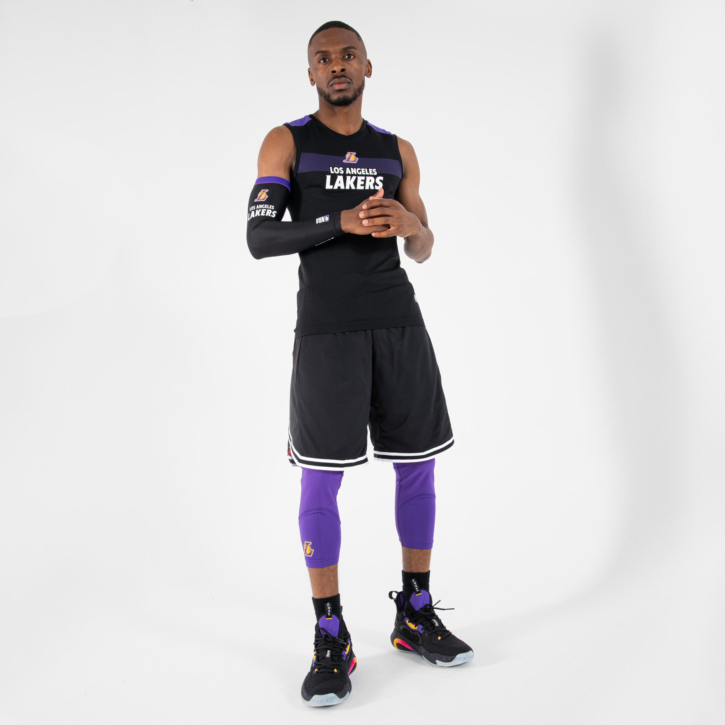 Men's/Women's Basketball 3/4 Leggings 500 - NBA Los Angeles Lakers/Black 5/7