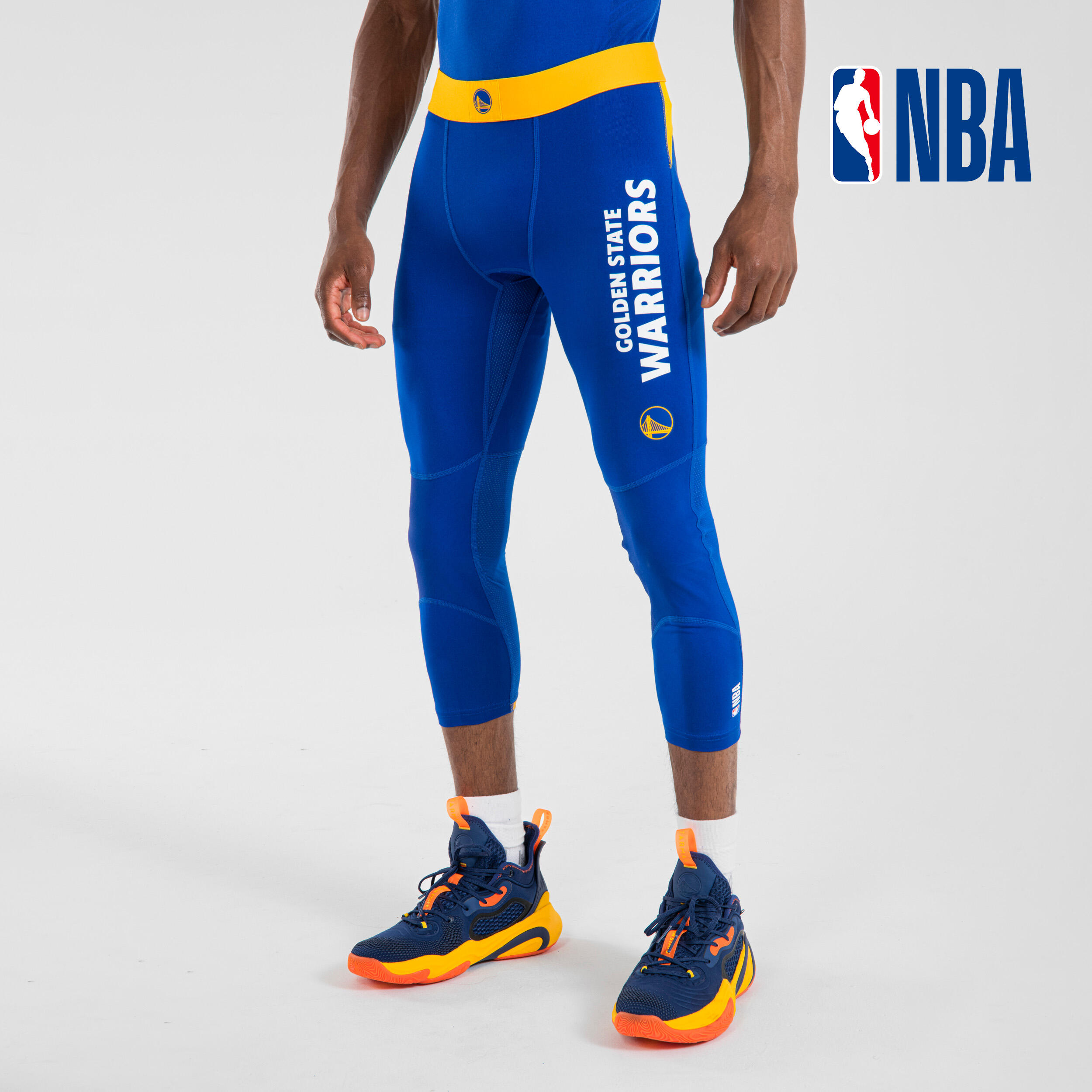 Colanți termici 3/4 Baschet 500 NBA Golden State Warriors Albastru Adulți