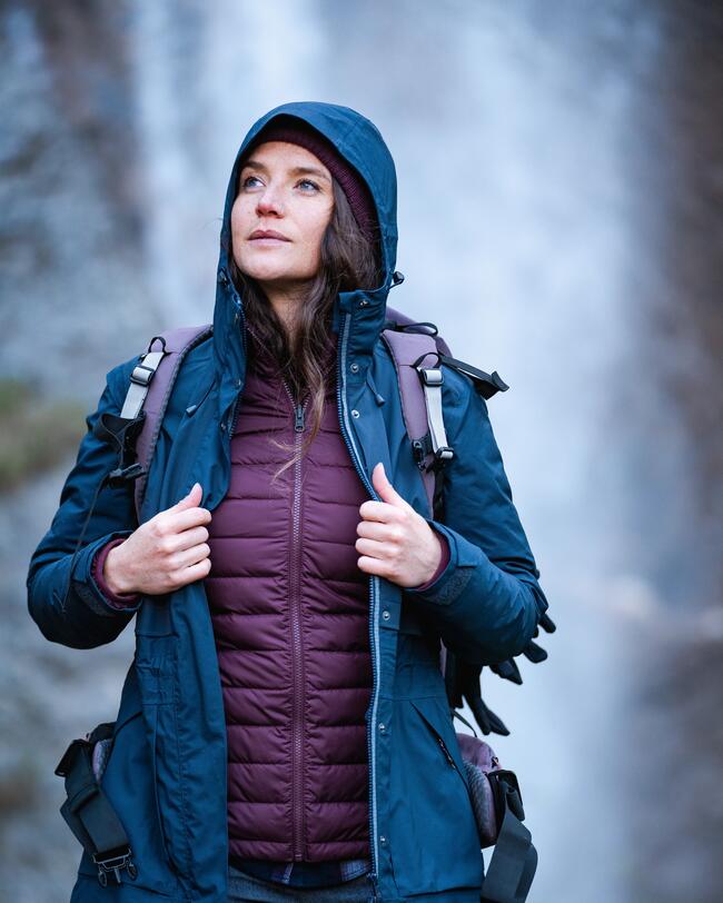 Women's waterproof 3in1 Travel trekking jacket - Travel 900 compact -10° - Navy