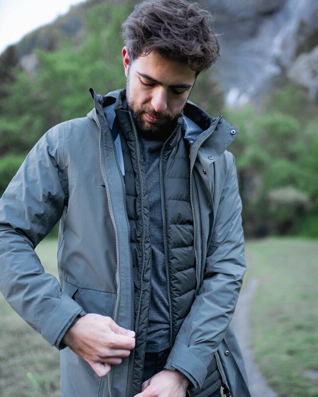 Men's Travel Trekking 3-in-1 Waterproof Jacket Travel 900 Compact -10°C - khaki