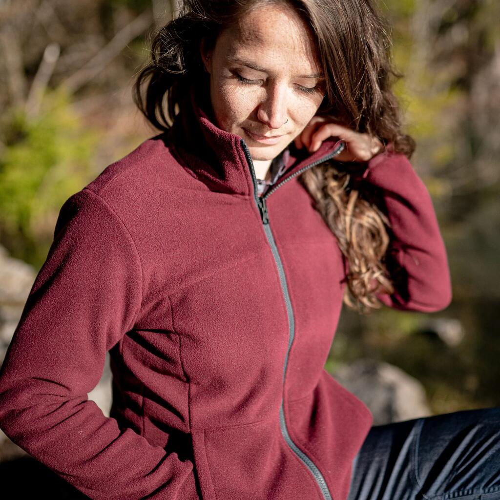 Women's waterproof 3in1 travel trekking jacket - Travel 100  0° - Burgundy