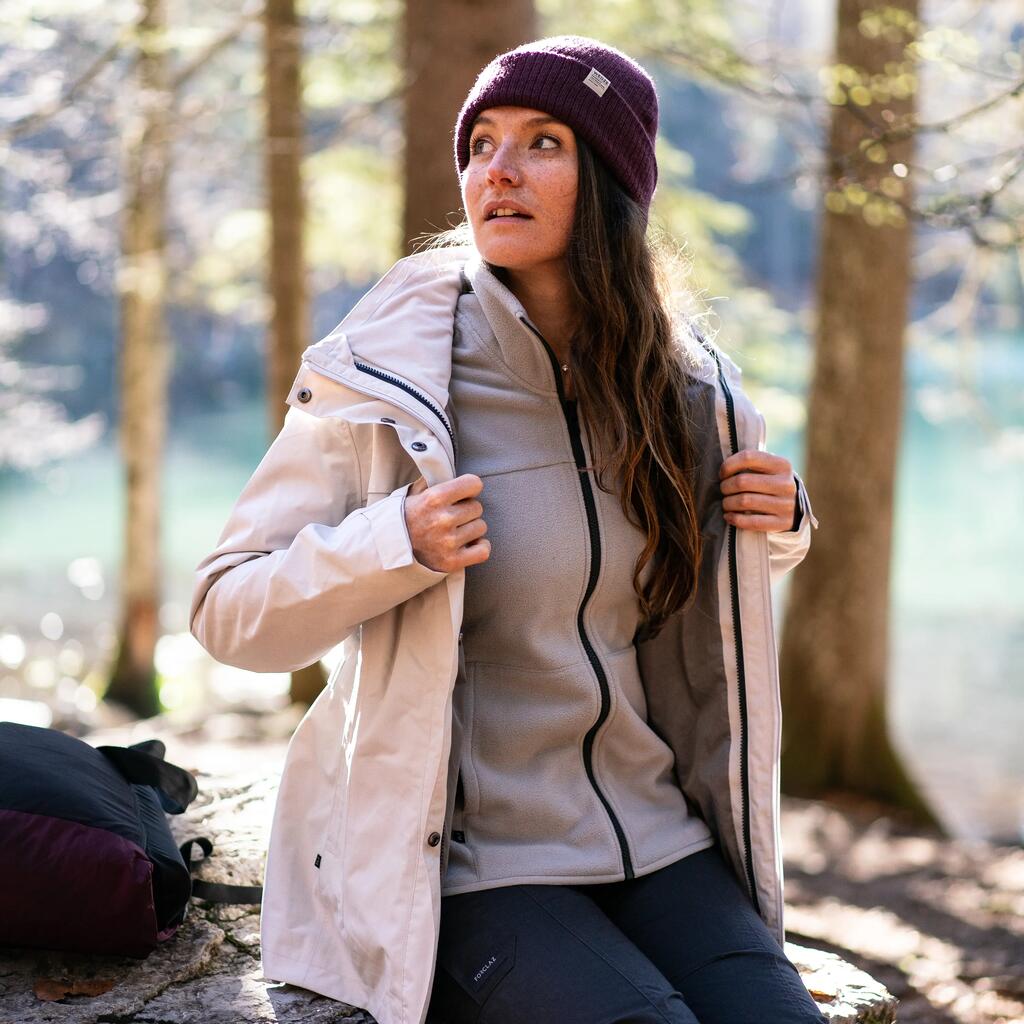 Women's waterproof 3in1 travel trekking jacket - Travel 100  0° - Burgundy