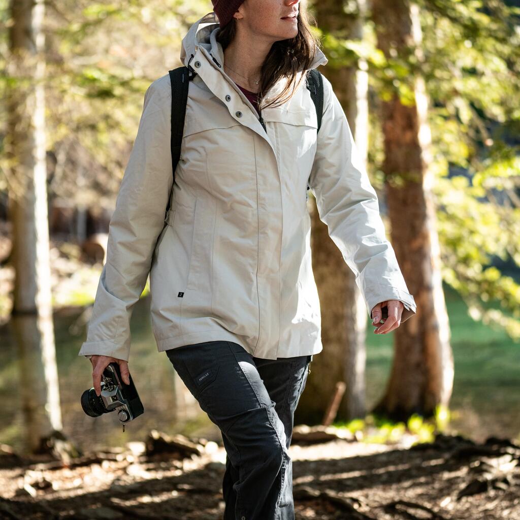 Women's waterproof 3in1 travel trekking jacket - Travel 100  0° - Burgundy