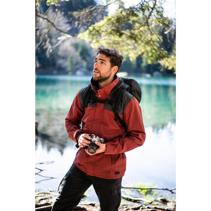 Veste 3en1 de randonnée 0°C imperméable homme, NH100 marron